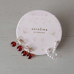 NWT Serefina coquette gold tone cherry and pearl earrings